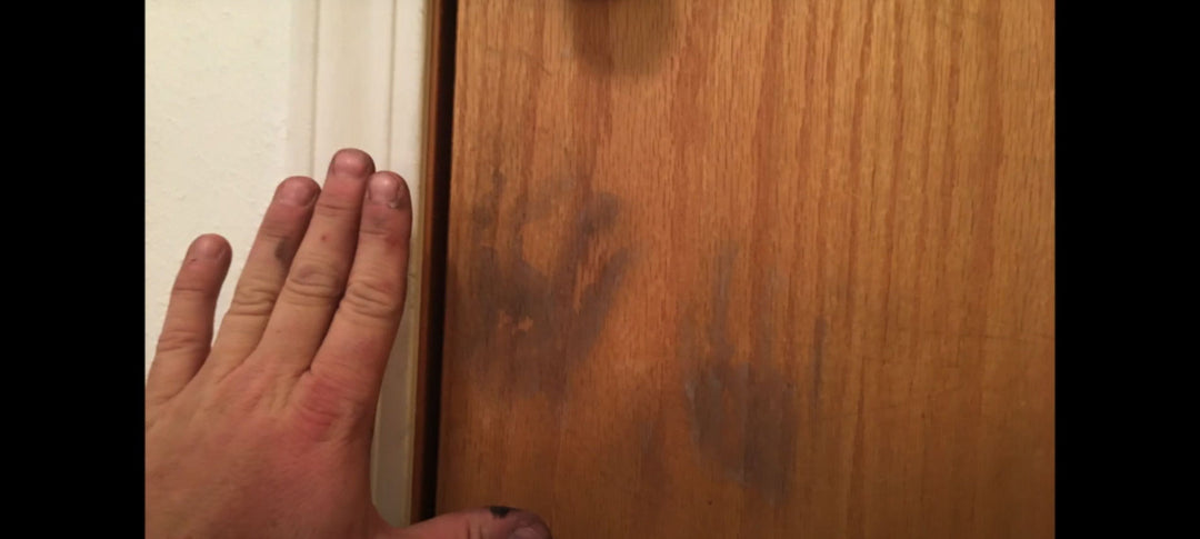 Chucky Handprints on Haunted Bedroom Door