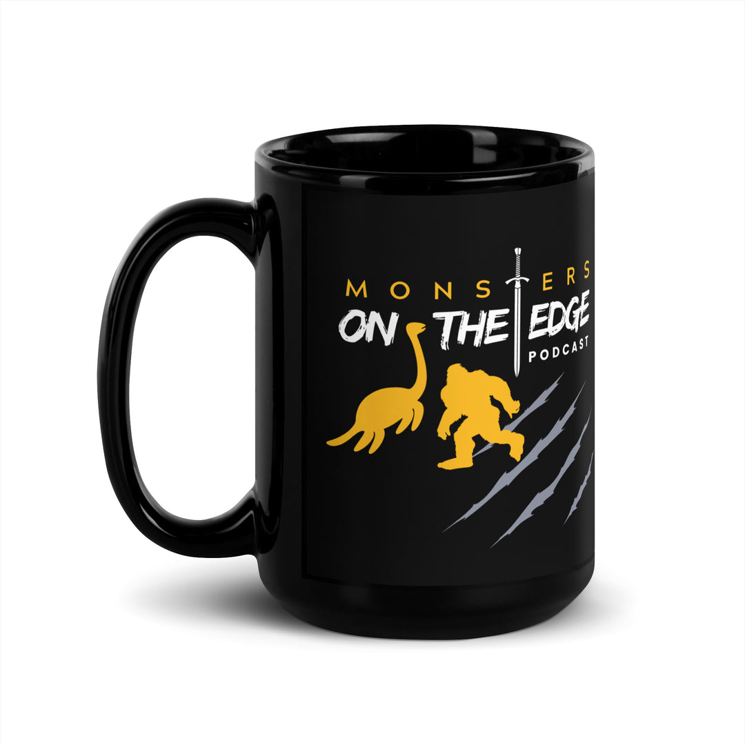 Monsters on the Edge Podcast Black Glossy Mug
