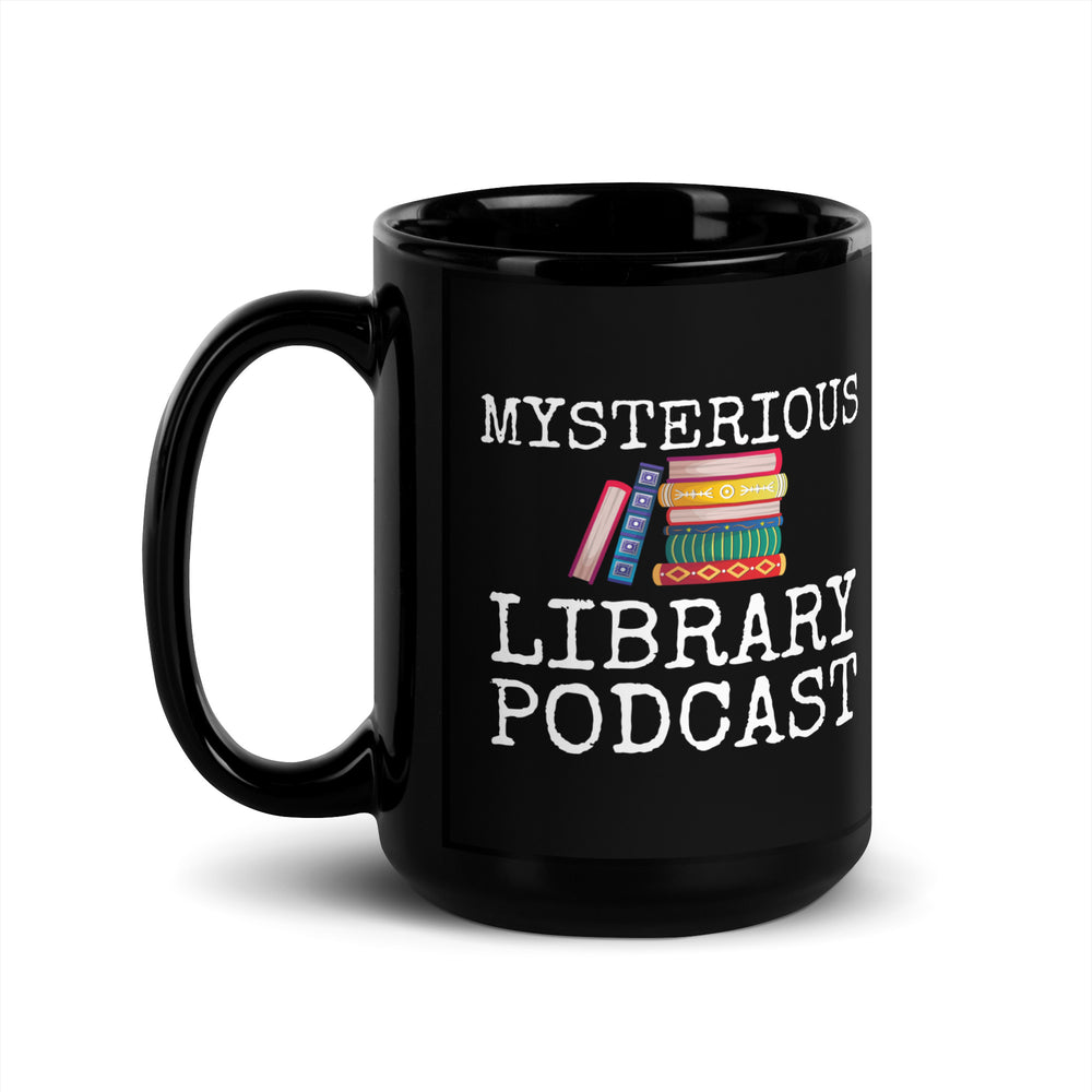 Mysterious Library Podcast Black Glossy Mug